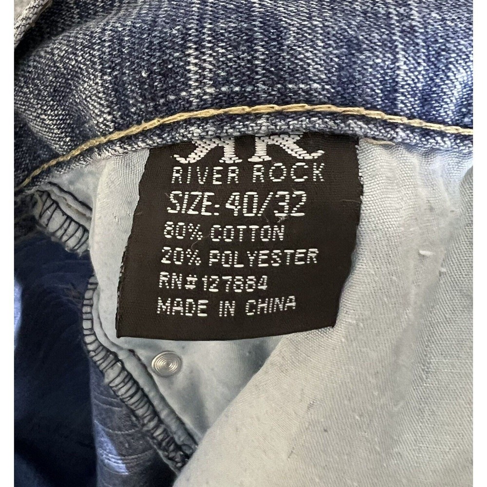 River Rock Jeans Mens Size 40x32 Blue Denim Straight Leg 5-Pocket Cotton/Poly - Picture 4 of 13